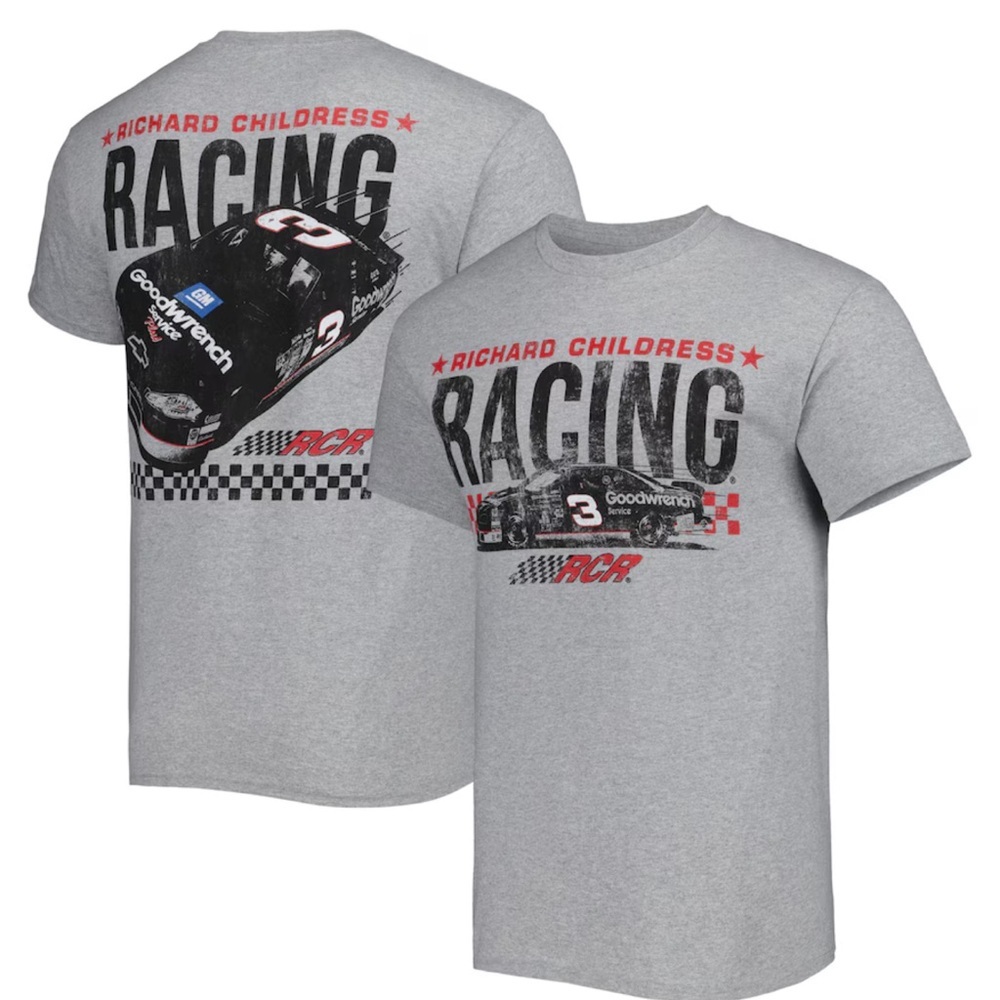 Richard Childress Racing Checkered Flag Goodwrench Two-Sided Car T-Shirt Gray